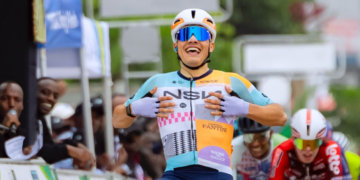 Marti Soriano Pau winning Tour du Rwanda 2026 Stage 2 in Huye