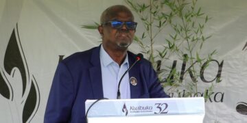 Minister Nsengimana speaking at the Karama Genocide Memorial commemoration