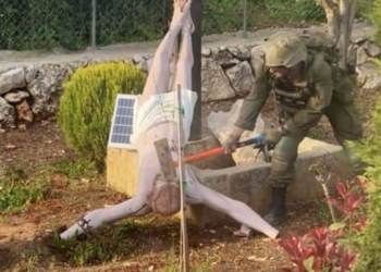 An Israeli soldier vandalized a statue of Jesus