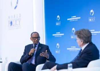 President Paul Kagame speaking about global cooperation at the World Policy Conference