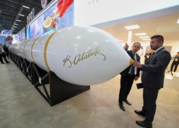 Turkey unveils Yildirimhan missile at the SAHA weapons exhibition.