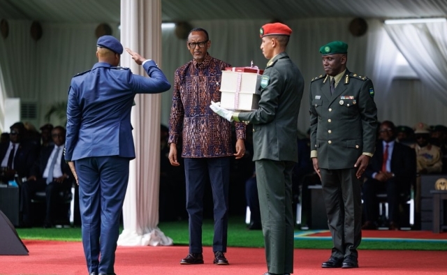 President Paul Kagame speaks at the RDF Command and Staff College graduation ceremony in Musanze.
