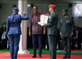 President Paul Kagame speaks at the RDF Command and Staff College graduation ceremony in Musanze.