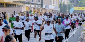 Minister of Sports Nelly Mukazayire speaks at the launch of the 21st Kigali International Peace Marathon