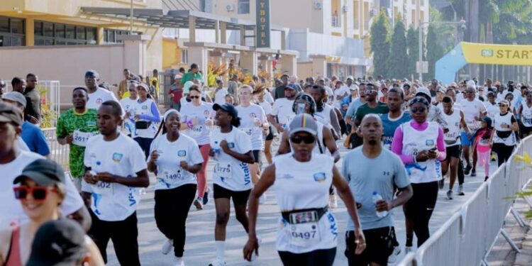 Minister of Sports Nelly Mukazayire speaks at the launch of the 21st Kigali International Peace Marathon