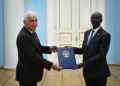 Maj Gen Nzabamwita presents to the President of Armenia the credentials authorizing him to represent Rwanda
