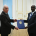 Maj Gen Nzabamwita presents to the President of Armenia the credentials authorizing him to represent Rwanda