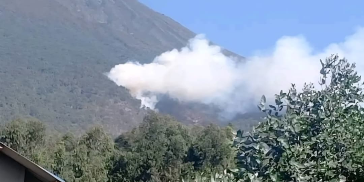 Fire Breaks Out on Muhabura Mountain as Residents Join Extinguishing Efforts