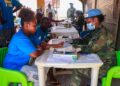 Rwandan peacekeepers providing free medical care to inmates at Bossembele Prison in Central African Republic