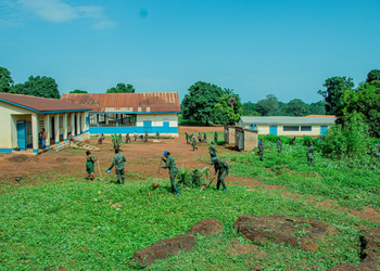 Rwandan Peacekeepers Join Umuganda at Primary School in Central African Republic