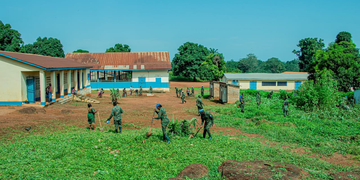 Rwandan Peacekeepers Join Umuganda at Primary School in Central African Republic